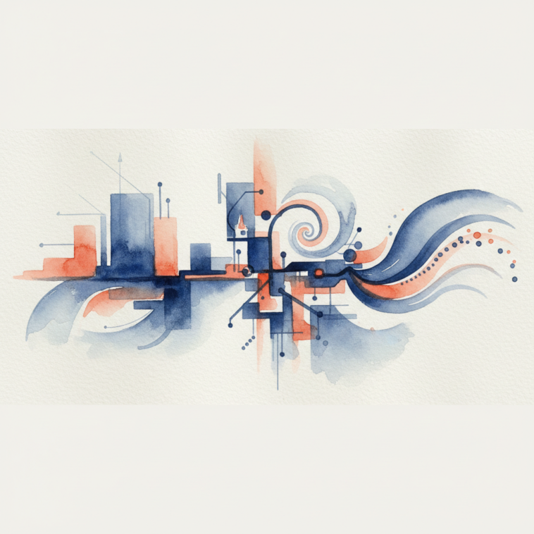 Abstract flat vector illustration for Build & sell AI bots fast course-style video — build and sell ai agents