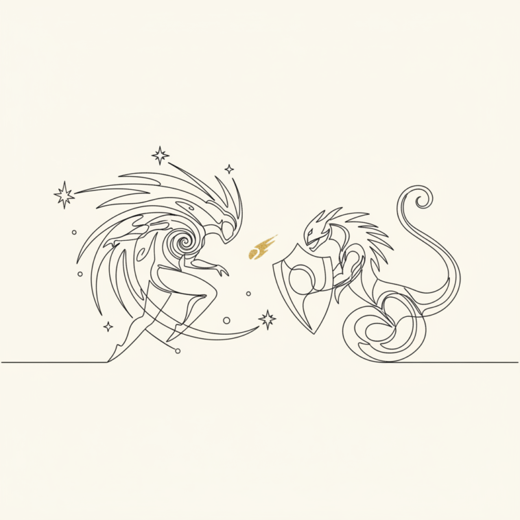 Abstract flat vector illustration for GPT-6 Astra vs Fable 5.1 real-work testing — GPT-6 Astra vs Fable 5.1