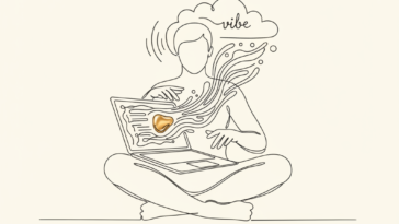 Abstract flat vector illustration for Vibe coding a revenue-generating app (serialized) — vibe coding a real app