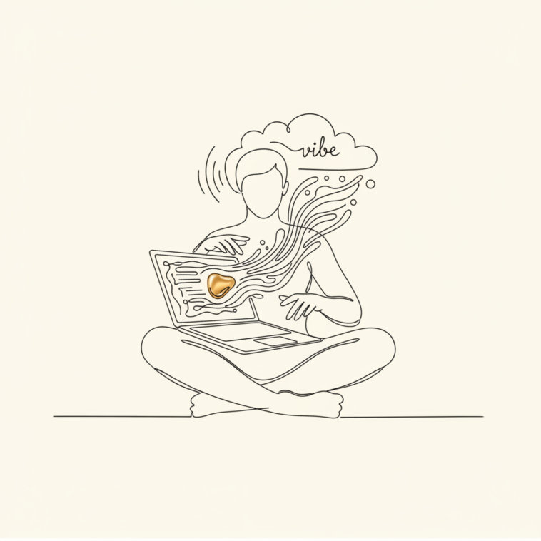 Abstract flat vector illustration for Vibe coding a revenue-generating app (serialized) — vibe coding a real app